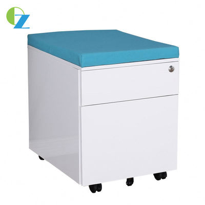 Customized Office 2 Drawer Under Desk File Cabinet Side Handle With Seat Pad