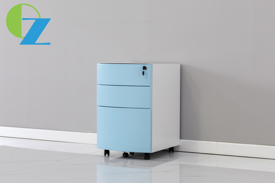 Blue Color 3 Drawer Mobile Pedestal Cabinet Office Equipment A4 File Cabinet