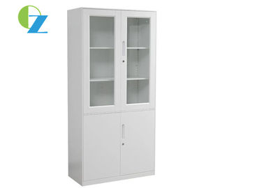 Office Steel Storage Cupboards With Two Metal Handle Two Glass Door