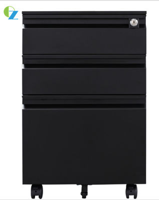 Anti Tilt Function Black Goose Neck 3 Drawer Mobile Pedestal Cabinet For Storage