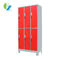 Red Color Metal Storage Cabinet Fitness 6 Door Staff Lockers With Standing Feet
